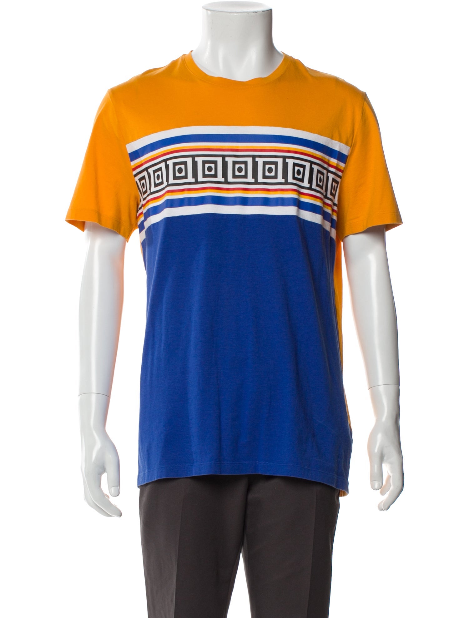 Versace Collection Colorblock Pattern Crew Neck T-Shirt