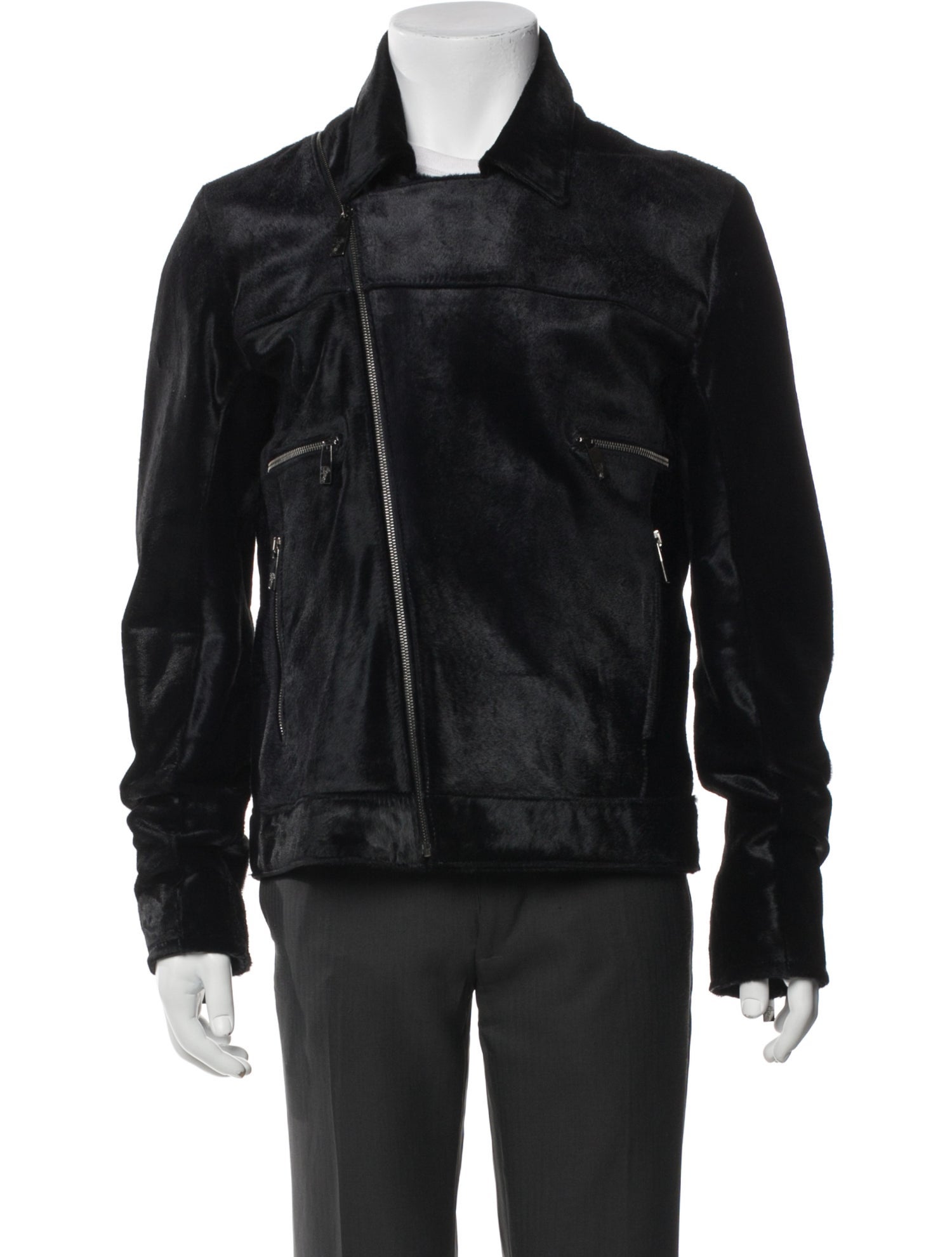 Versace Collection Calf Hair Moto Jacket