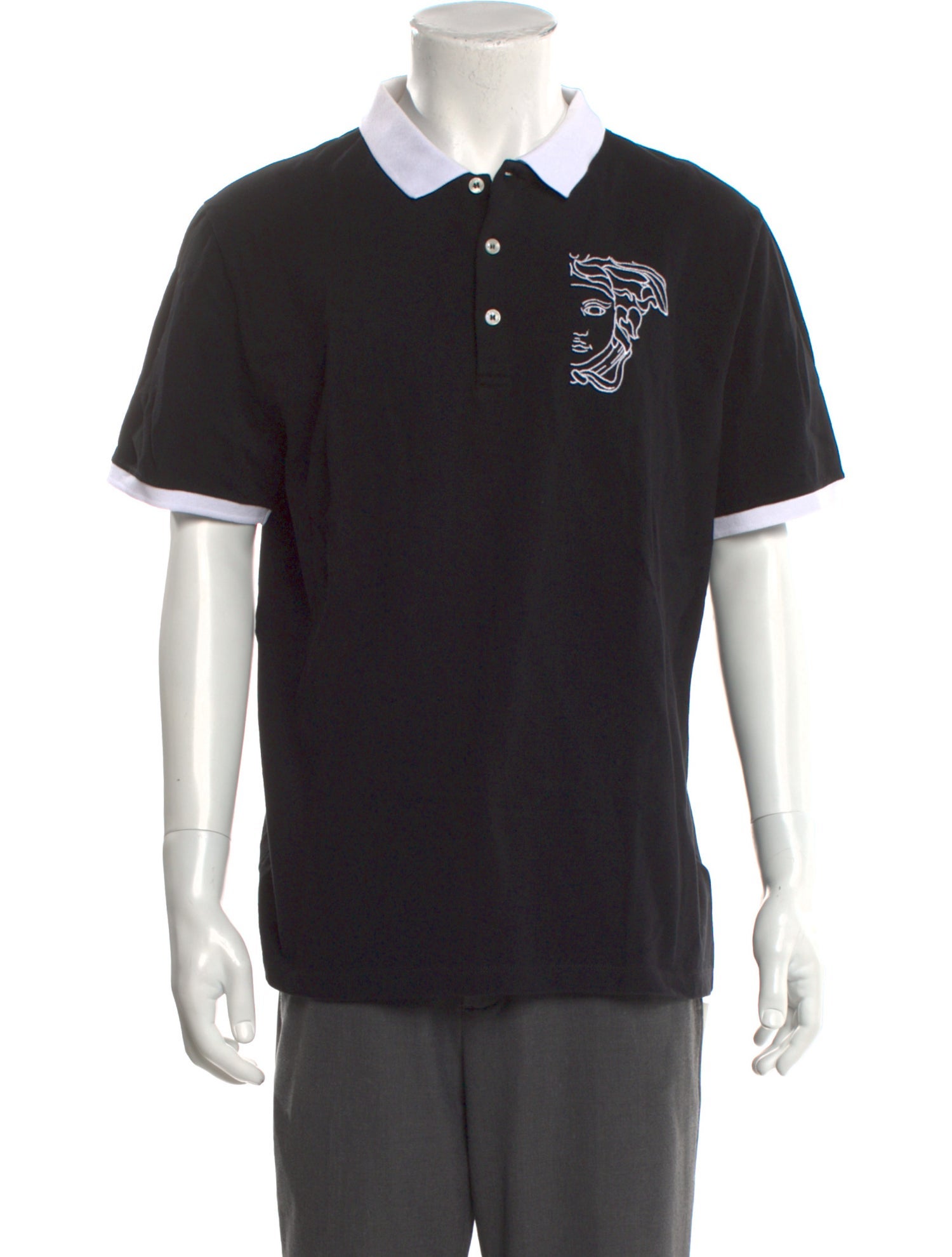 Versace Collection Graphic Print Collar Polo Shirt