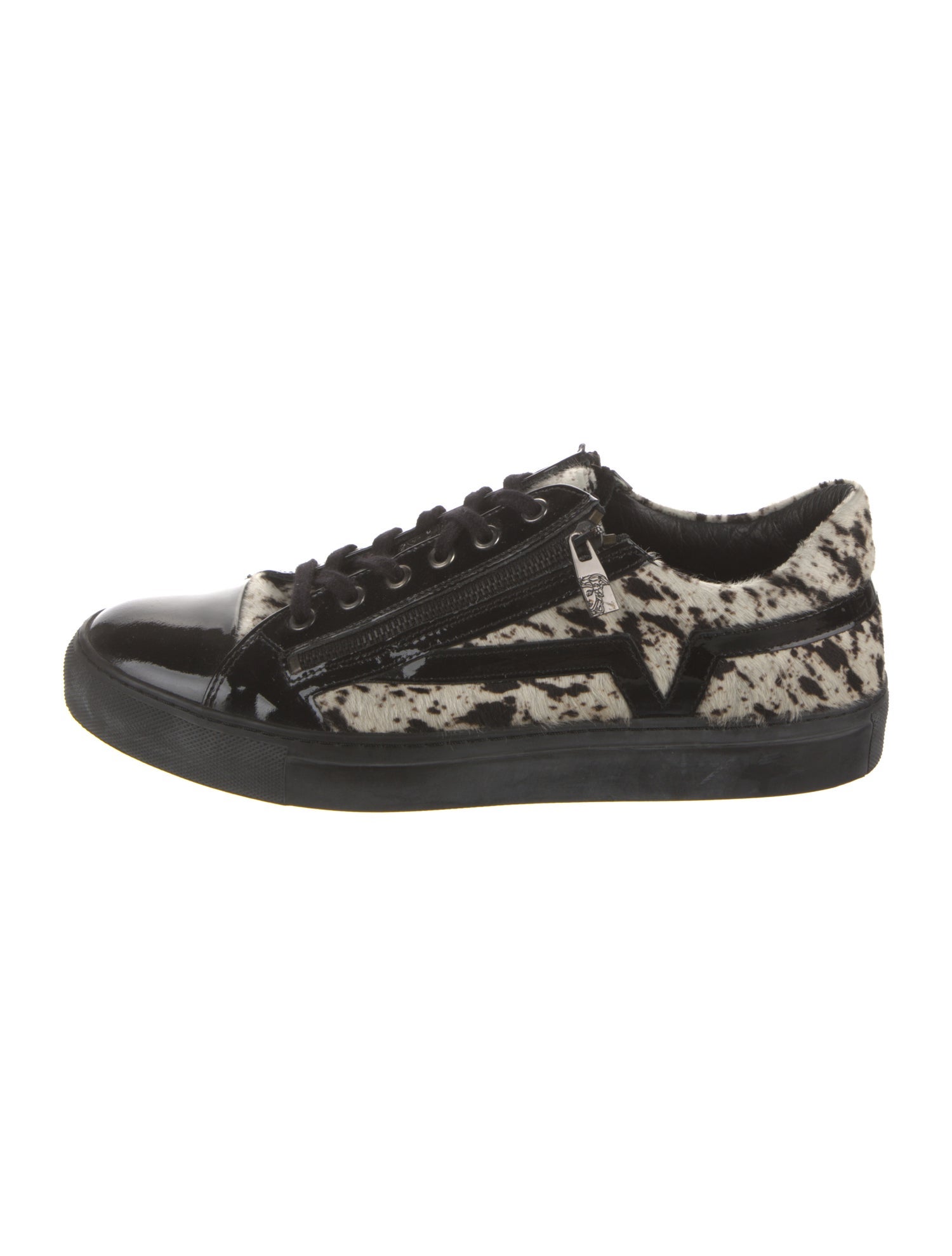 Versace Collection Leather Floral Print Sneakers