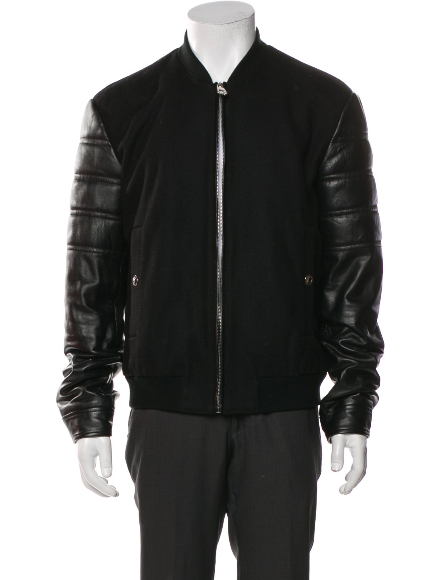 Versace Collection Lamb Leather Bomber Jacket