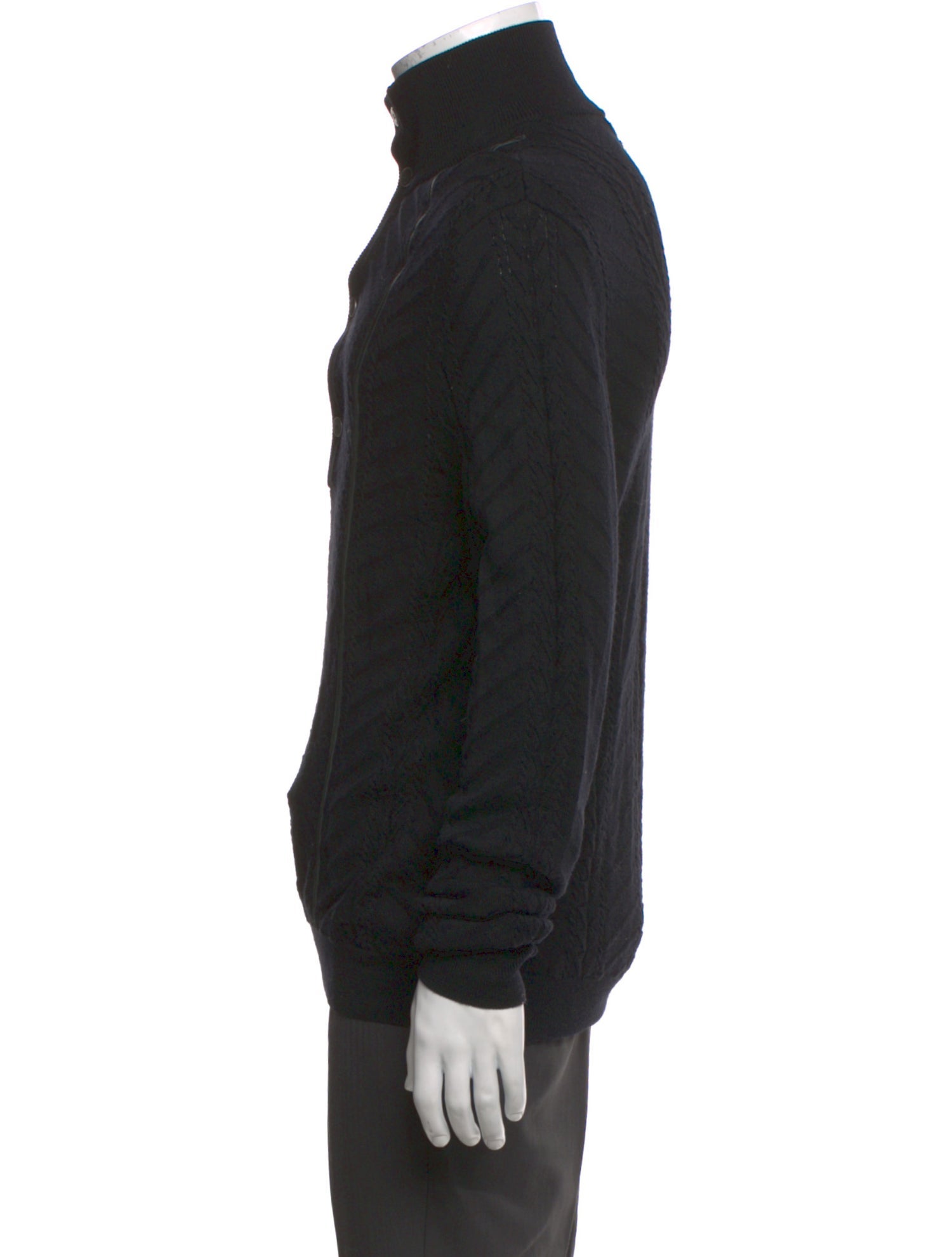 Versace Collection Virgin Wool Mock Neck Cardigan