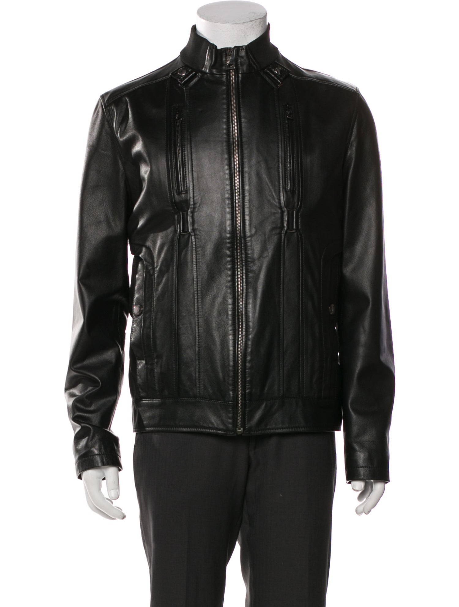 Versace Collection Lamb Leather Moto Jacket