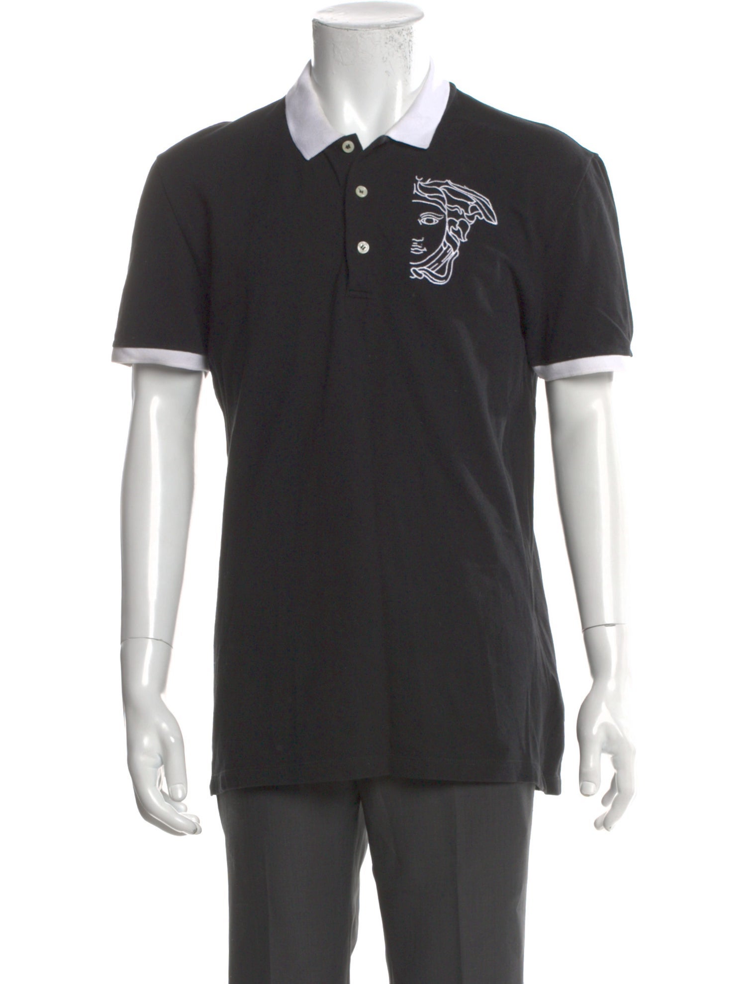 Versace Collection Graphic Print Collar Polo Shirt