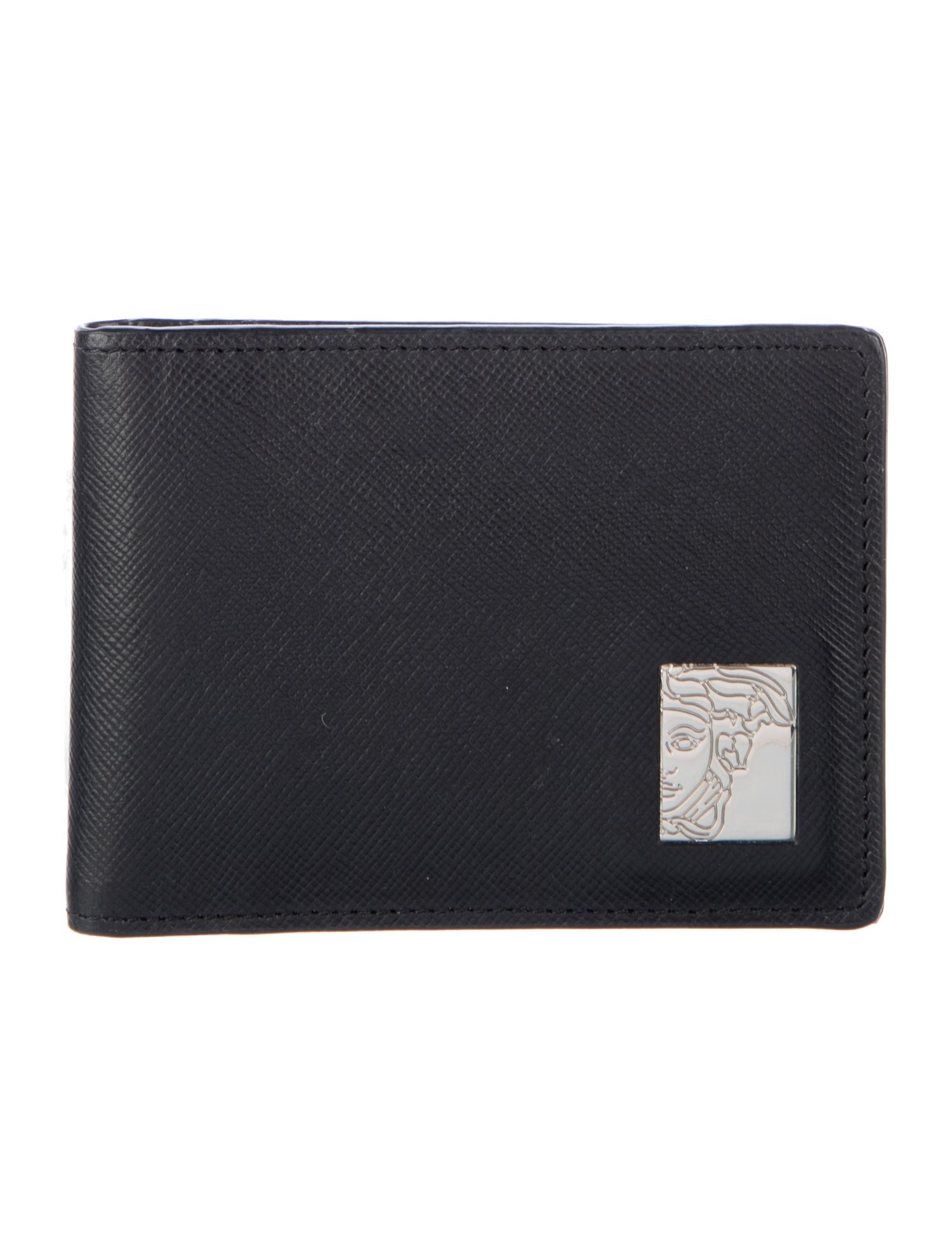 Versace Collection Medusa Insignia Saffiano Leather Bifold Wallet