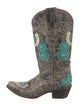 VACCARI Leather Patterned Western Boots