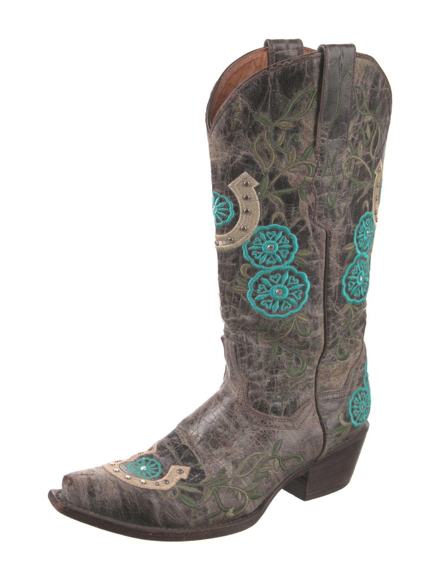 VACCARI Leather Patterned Western Boots