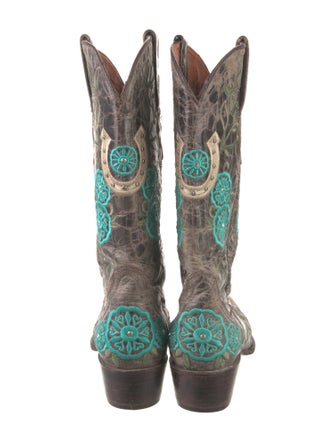 VACCARI Leather Patterned Western Boots