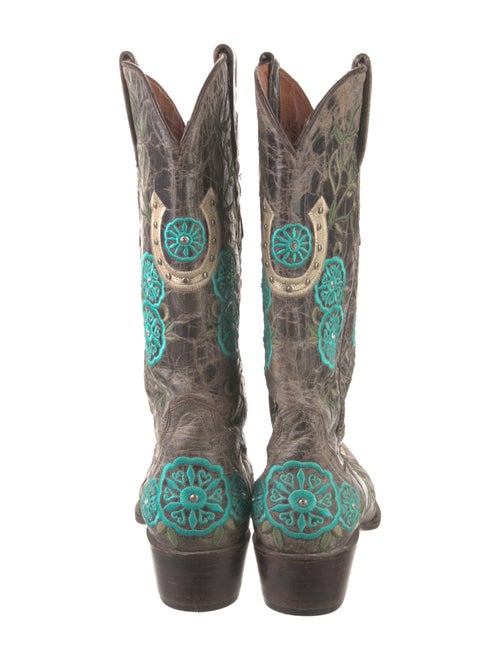 VACCARI Leather Patterned Western Boots