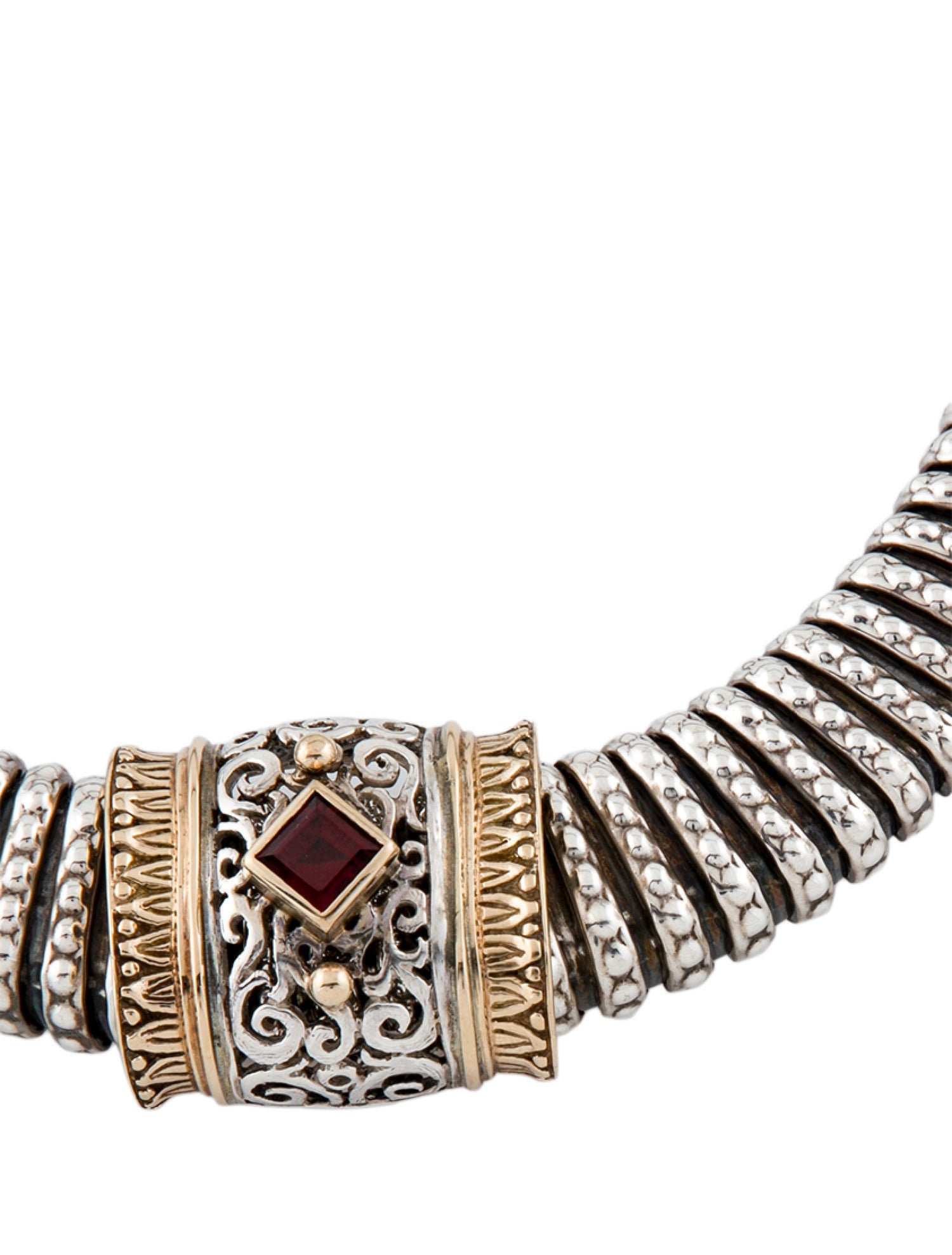 Vahan Two-Tone Garnet Slider Pendant Necklace