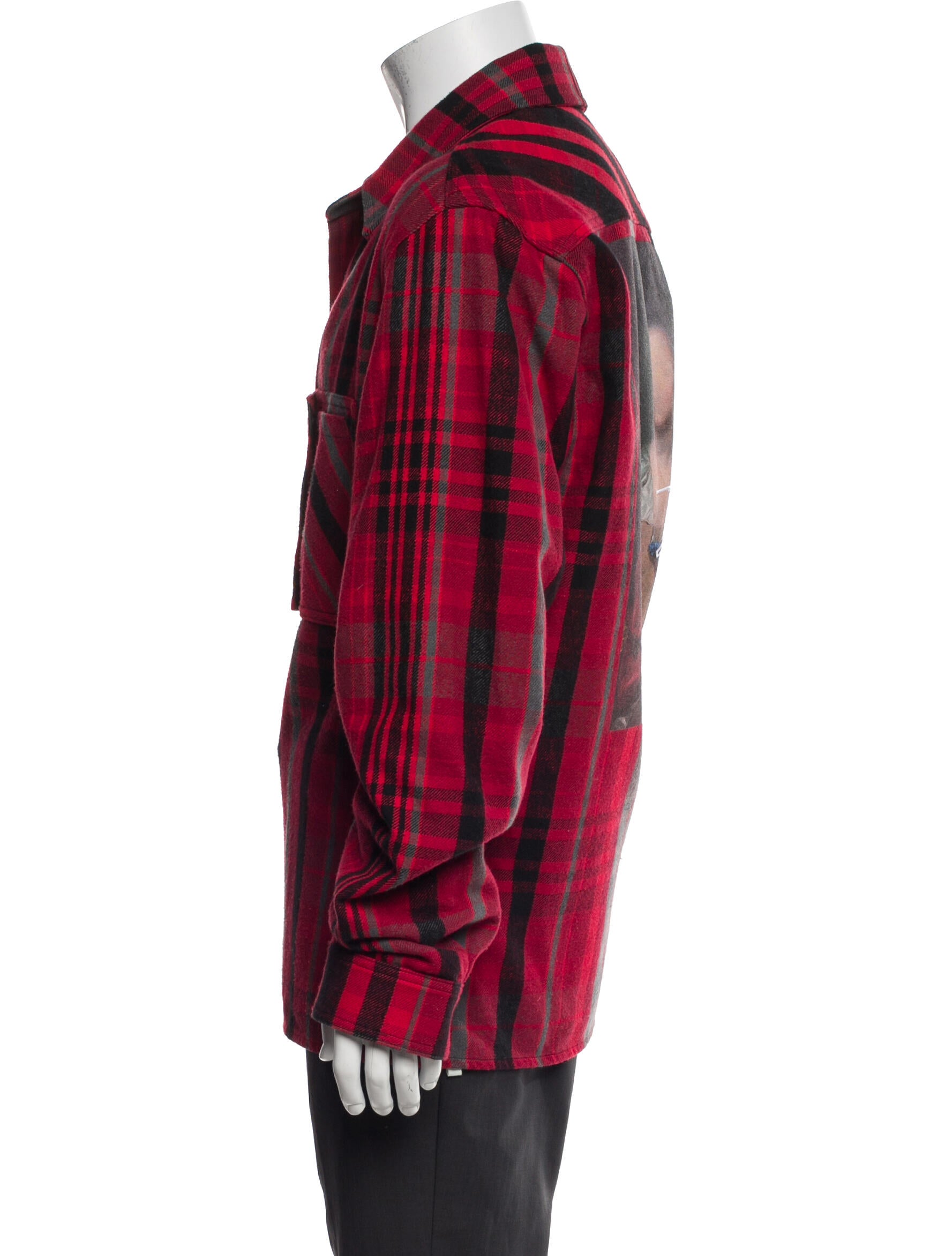Off-White Plaid Print Peacoat