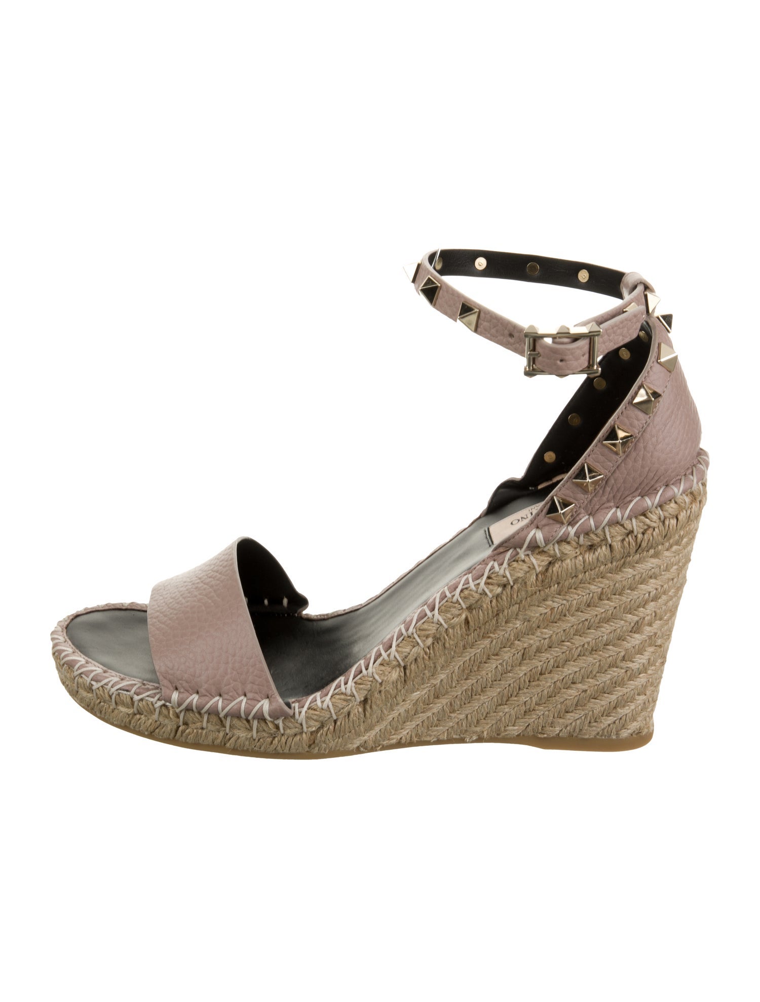 Valentino Leather Studded Accents Espadrilles