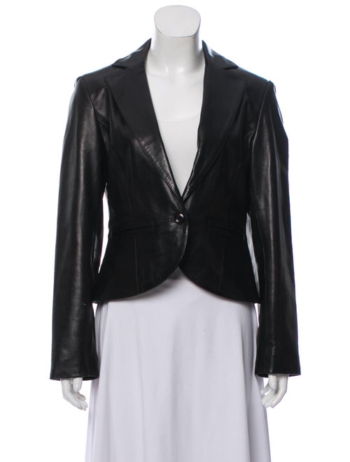 Vakko Lamb Leather Blazer Black