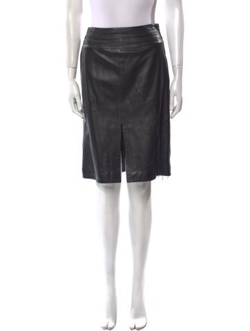 Vakko Skirts Leather Knee-Length Skirt S