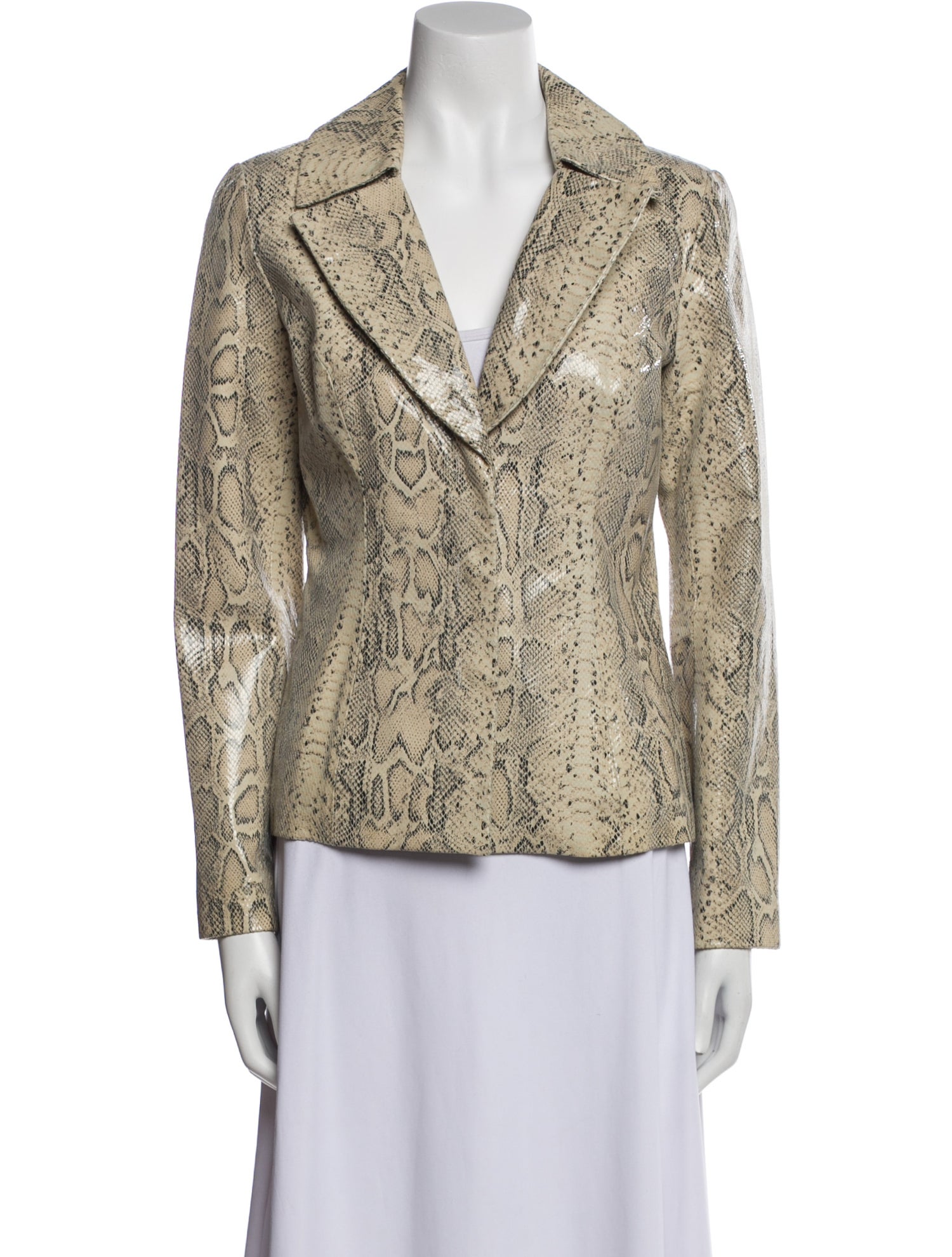 Vakko Leather Printed Blazer