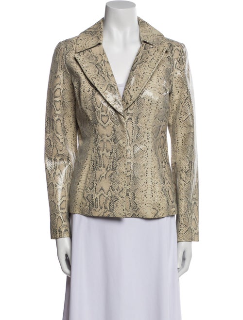 Vakko Leather Printed Blazer