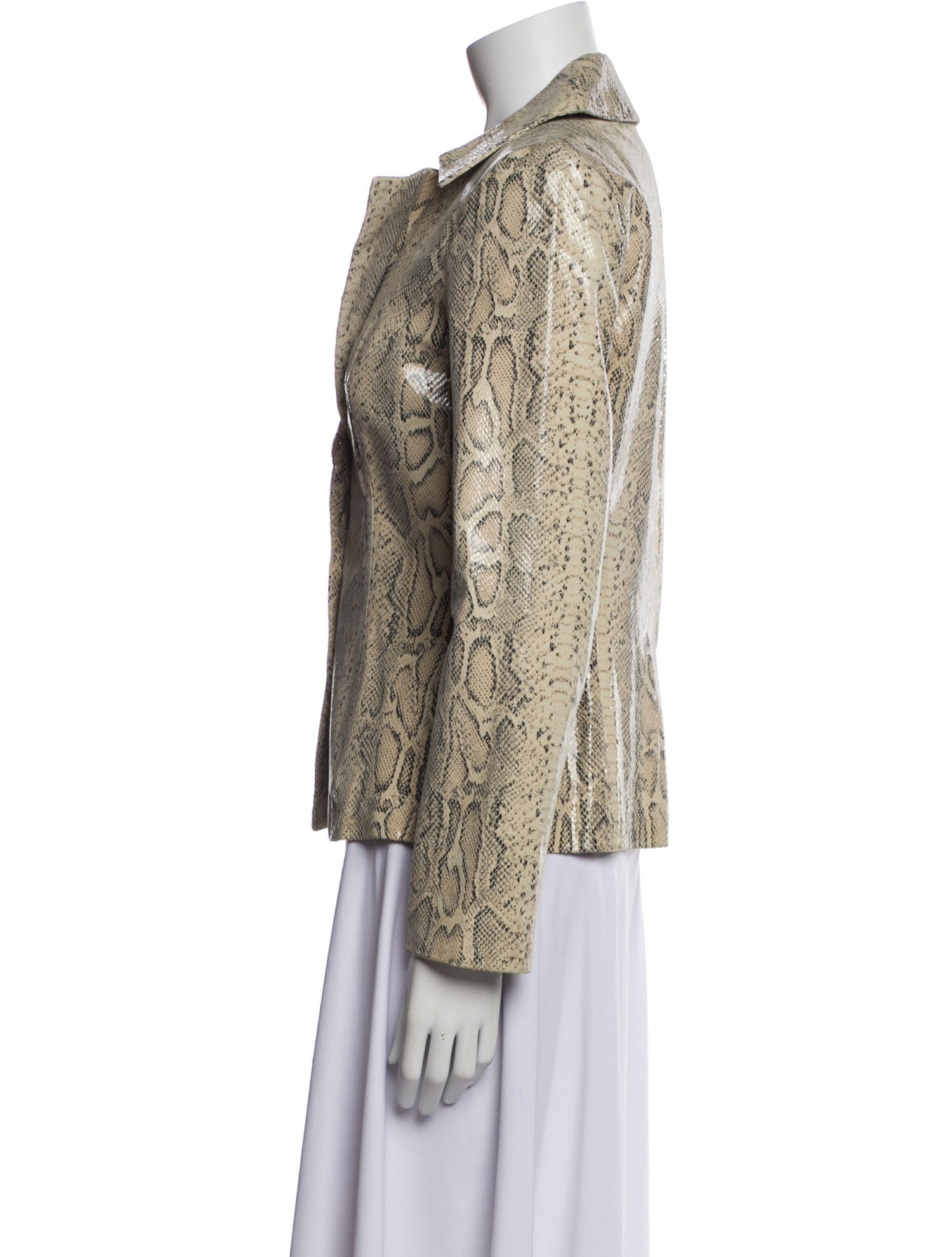 Vakko Leather Printed Blazer