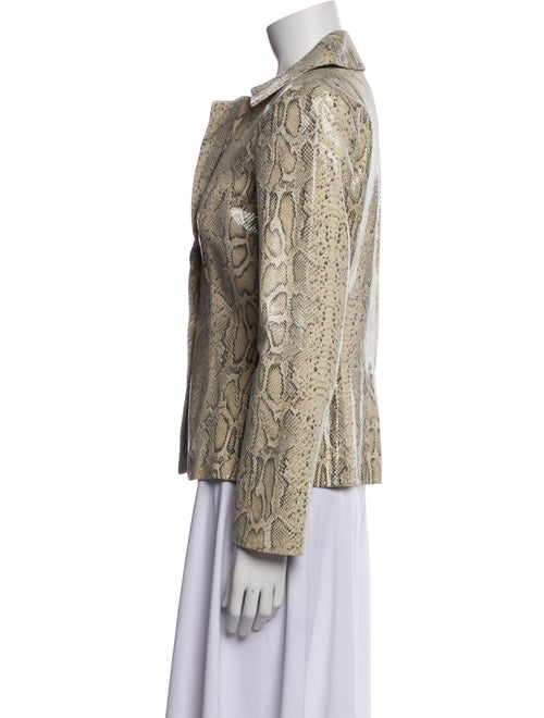 Vakko Leather Printed Blazer