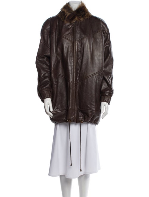 Vakko Leather Faux Fur Coat