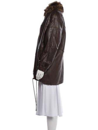 Vakko Leather Faux Fur Coat