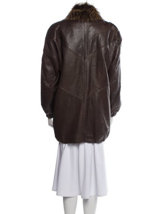 Vakko Leather Faux Fur Coat
