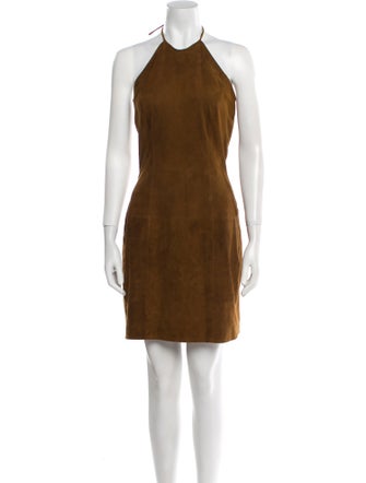 Vakko Leather Mini Dress