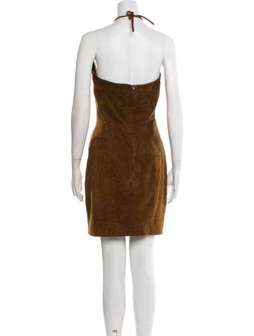 Vakko Leather Mini Dress
