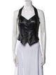 Vakko Leather Halterneck Crop Top