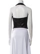 Vakko Leather Halterneck Crop Top