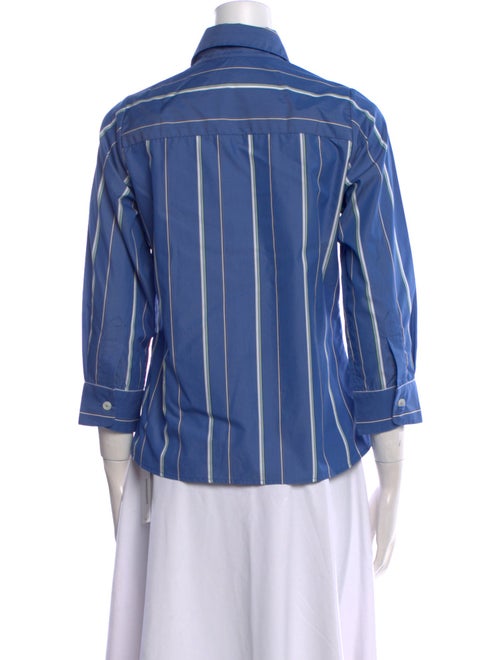 Valentina Kova Striped Three-Quarter Sleeve Button-Up Top