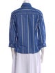 Valentina Kova Striped Three-Quarter Sleeve Button-Up Top