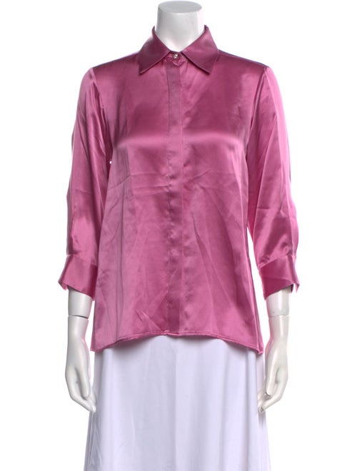 Valentina Kova Silk Three-Quarter Sleeve Button-Up Top
