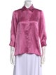 Valentina Kova Silk Three-Quarter Sleeve Button-Up Top
