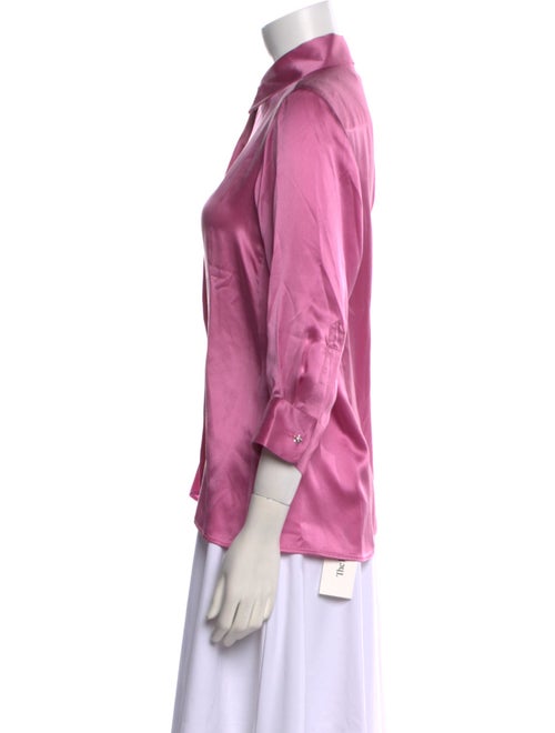 Valentina Kova Silk Three-Quarter Sleeve Button-Up Top