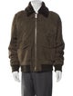 Valstar Lamb Leather Colorblock Pattern Bomber Jacket