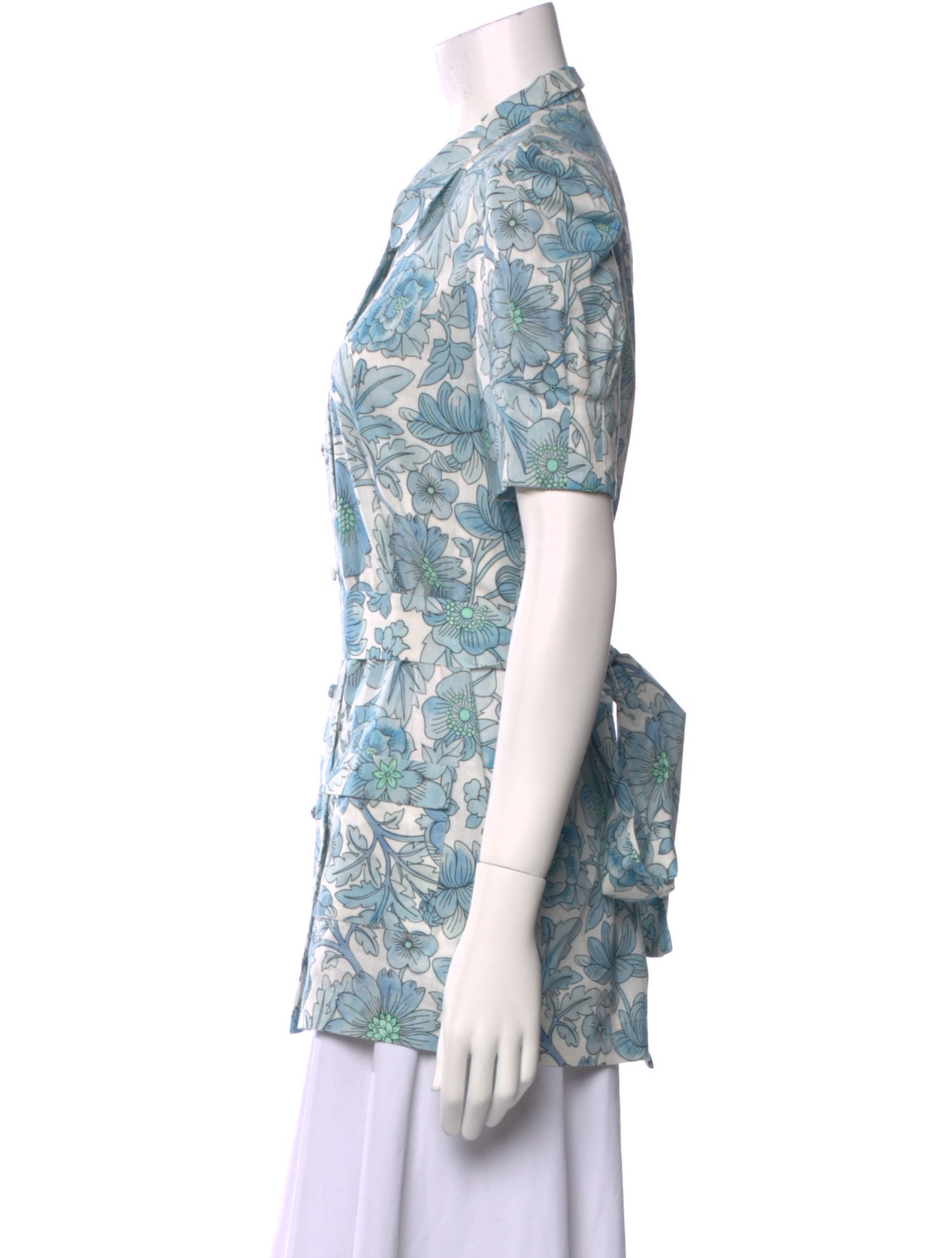 The Vampire's Wife Floral Print Short Sleeve Button-Up Top