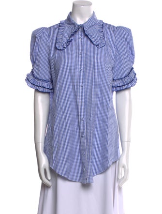 The Vampire's Wife Plaid Print Short Sleeve Button-Up Top
