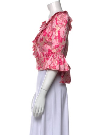 The Vampire's Wife Floral Print V-Neck Crop Top