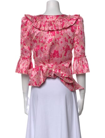 The Vampire's Wife Floral Print V-Neck Crop Top