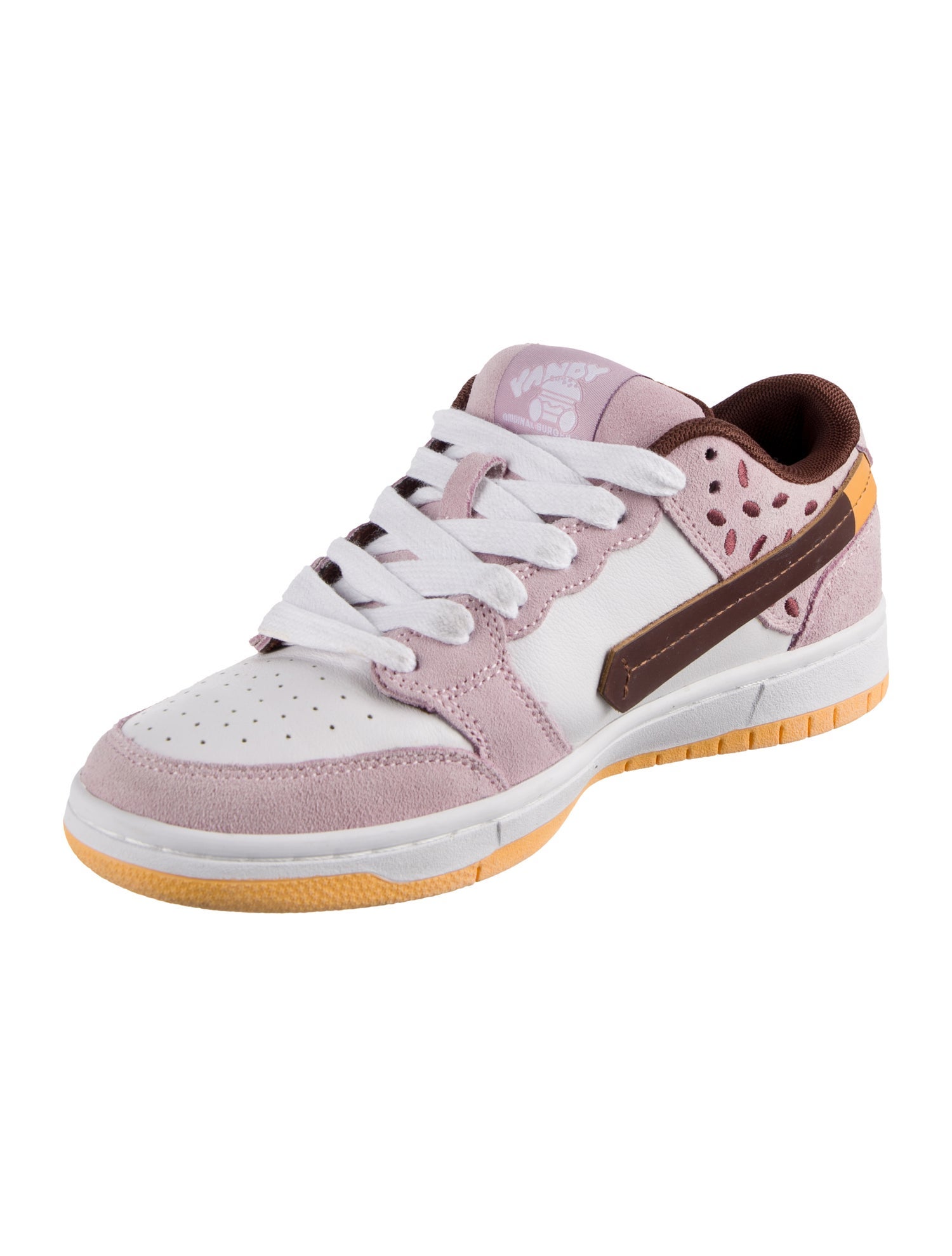 Vandy the Pink Leather Colorblock Pattern Sneakers