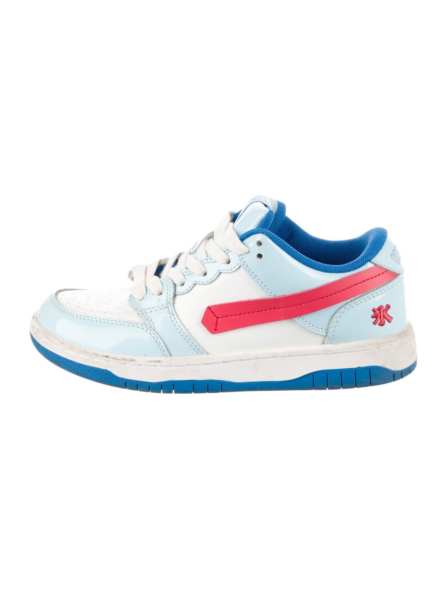 Vandy the Pink Leather Colorblock Pattern Sneakers