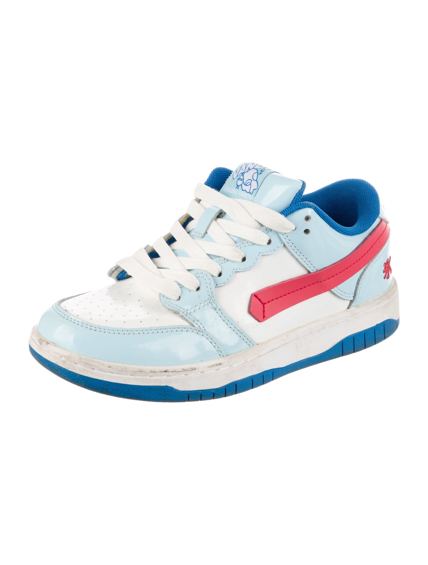 Vandy the Pink Leather Colorblock Pattern Sneakers