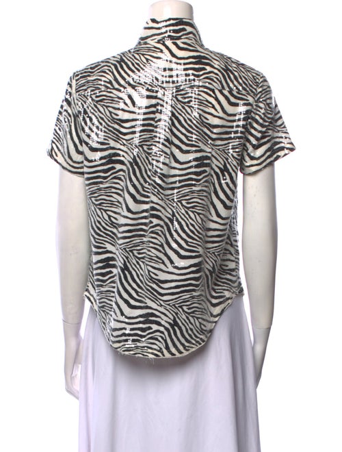 Vaquera Animal Print Mock Neck Button-Up Top