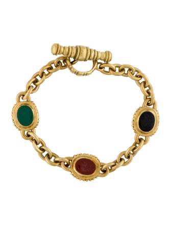 Vahe Naltchayan 18K Carved Carnelian, Onyx, & Chalcedony Station Bracelet