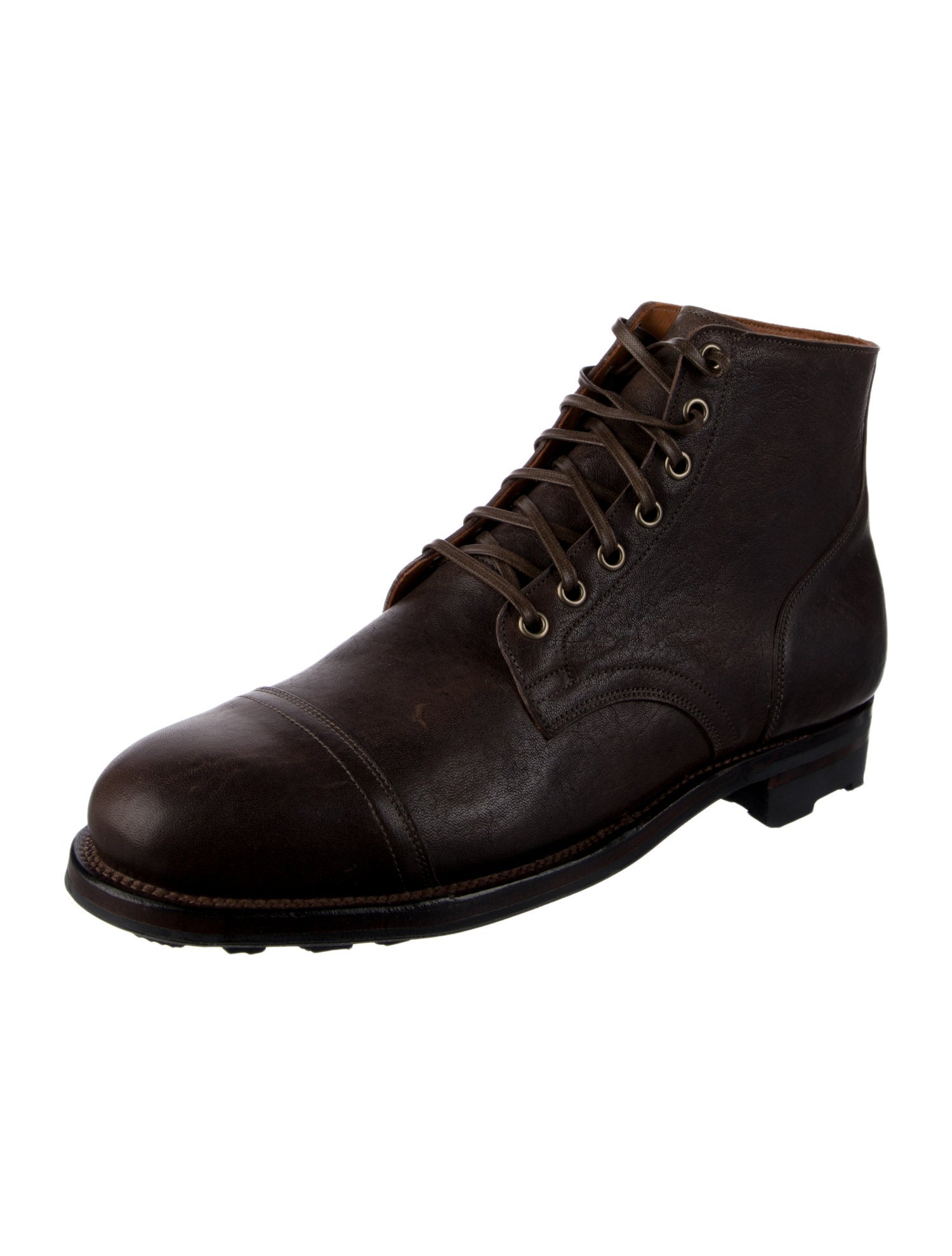 Viberg Leather Lace-Up Boots