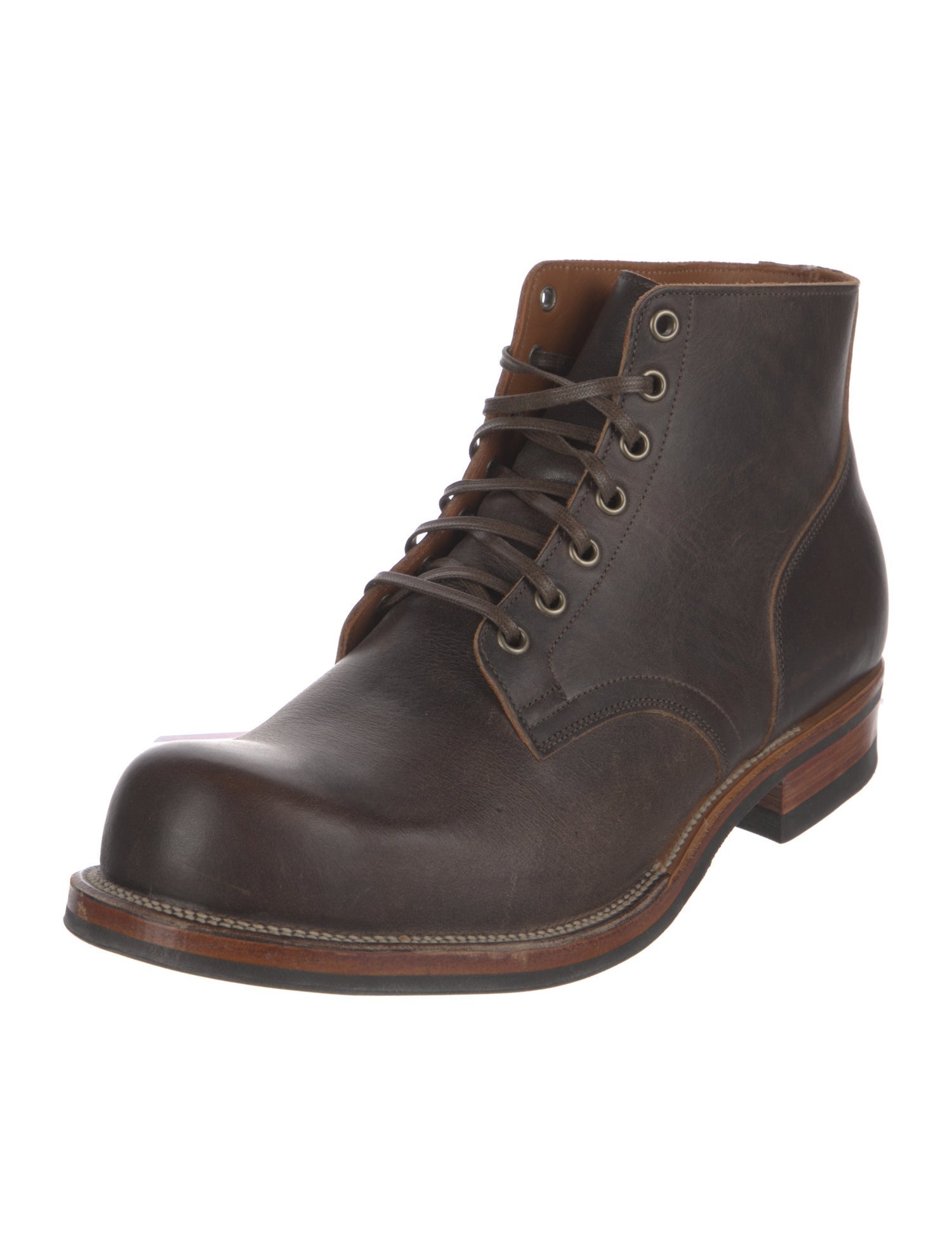 Viberg Leather Lace-Up Boots