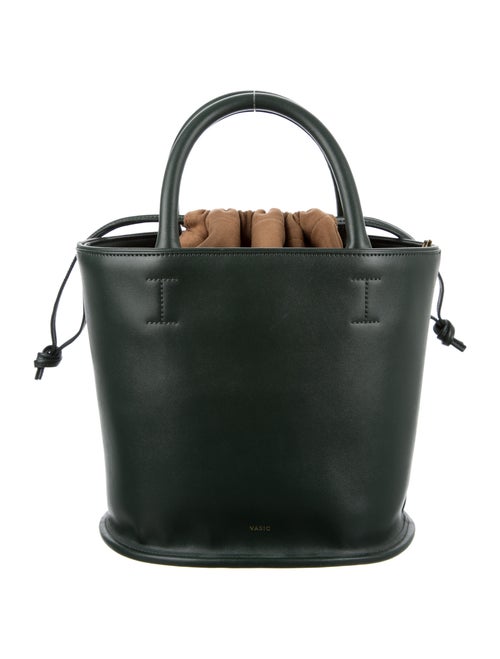 Vasic Leather Structured Bucket Bag Green