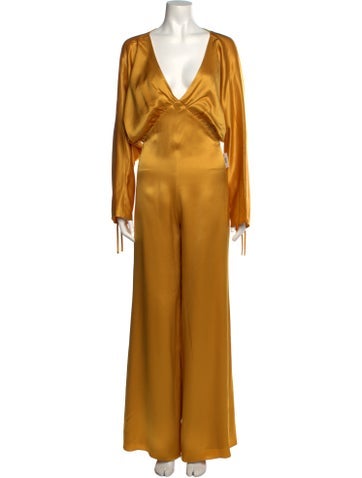 Vanessa Cocchiaro Jumpsuits and Rompers Satin Plunge Neckline Jumpsuit US 2 | XS