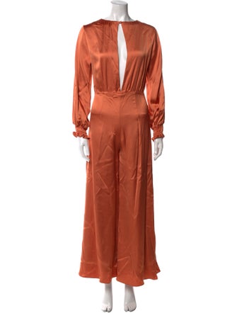 Vanessa Cocchiaro Satin Bateau Neckline Jumpsuit