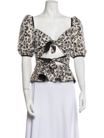 V. chapman Printed V-Neck Crop Top